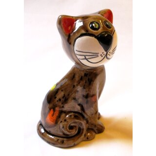 Tangoo Keramik Katze sitzend dunkelbraun