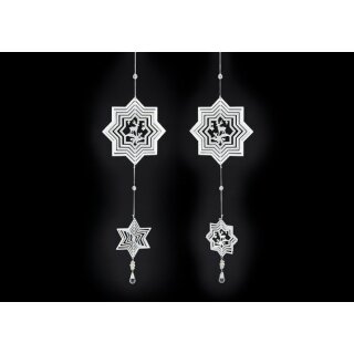 2 Weihnachtsanhänger Windspiel aus Metall Stern mit Hirsch 62 x 19 cm Fensterschmuck