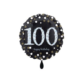 Folienballon - &Oslash; 45cm - Funkelnder Geburtstag 100 ungef&uuml;llt