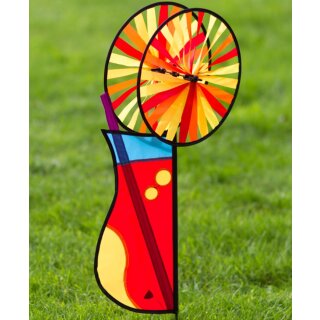Windspiel Magic Wheel Cocktail mit Stab H 77 cm, B 34 cm Windrad Gartenstecker