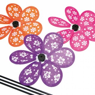 Windrad Blume mit metallverstärkten Flügeln 20 x 31 cm 3 Farben