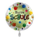 Folienballon - Ø 45cm - Hurra Schule Punkte...