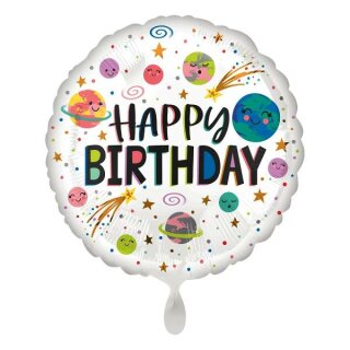Folienballon - Ø 45 cm - Smiling Galaxy Happy Birthday Ø 45 cm ungefüllt