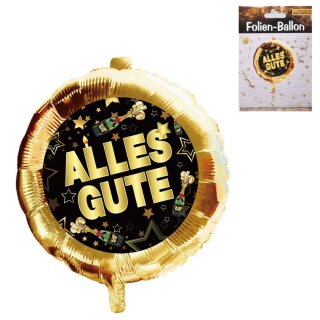 Folienballon - Ø 45 cm - Alles Gute schwarz/gold ungefüllt