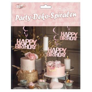 Party Spirale "Happy Birthday" roségold Geburtstag Dekoration