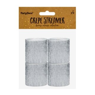 Krepp - Papier Band silber 4 Stück 5 cm x 10 m basteln Silberhochzeit Dekoration