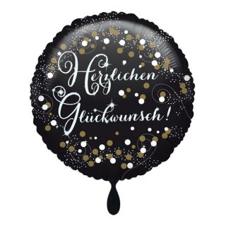 Folienballon - Ø 45cm - Funkelnder Geburtstag Herzlichen Glückwunsch ungefüllt