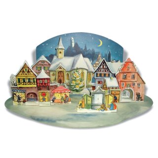 Adventskalender nostalgisch "Kleine Stadt im Mondschein" ca. 29,5 x 21,5 x 48 cm von Richard Sellmer Verlag