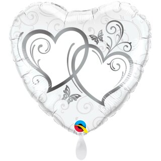 Folienballon - Ø 45 cm - silberne Herzen Silberhochzeit ungefüllt