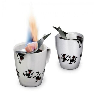 "Feuerteufel" 2 Feuerzangen Edelstahl für Feuerzangenbowle auf der Tasse