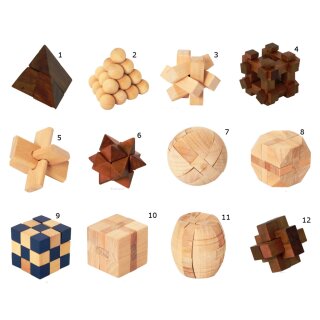 Geduldsspiel Holz Puzzle 4 x 4 x 4 cm verschiedene Schwierigkeitgrade Knobelspiel Bartl