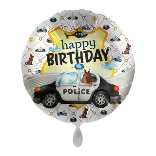 Folienballon - Ø 45cm - Police Academy Polizei - Happy Birthday rund ungefüllt
