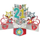 Pop Up Karte 3D "21" Happy Birthday Geburtstag...