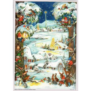 Adventskalender Bilder A4 "Winterliches Dorf mit Zwergen" von Richard Sellmer Verlag