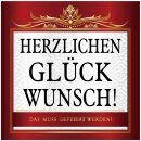 Flaschen-Etikett rot/gold Herzlichen Gl&uuml;ckwunsch...