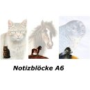 Notizblock A6 mit Motiv Katzen, Pferd, Robben 40 Blatt...