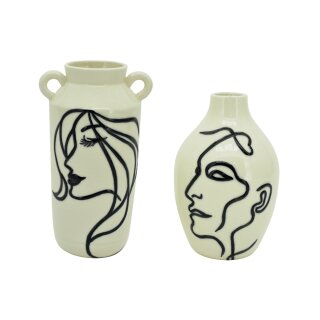 Vase XOXO Keramik Gesicht schwarz/weiß modern verschiedene Größen