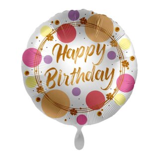 Folienballon - Ø 45cm - Shiny Dots Happy Birthday  rund ungefüllt