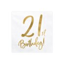 Servietten Geburtstag Zahl "21" weiß gold...