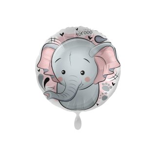 Folienballon - Ø 45 cm - Elefant Loving Elephant  rund ungefüllt