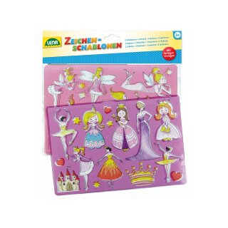 LENA® 2 Zeichenschablonen Prinzessinen + Elfen inklusive Farbvorlagen