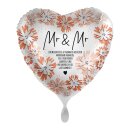 Folienballon - Ø 43 cm - Hochzeit  Blumen Herz...