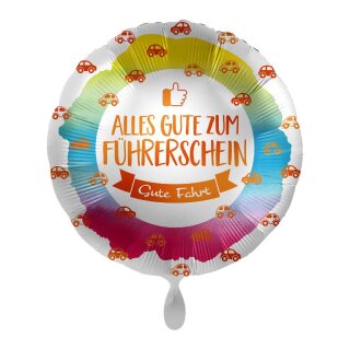 Folienballon - Ø 45cm - Alles Gute zum Führerschein Gute Fahrt ungefüllt Premioloon