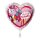 Folienballon - Ø 45 cm - Einhorn Hurra Schule Schulanfang ungefüllt Herz