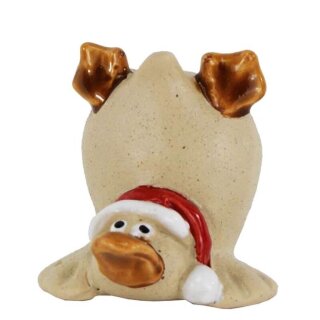2 Enten Kopfstand mit Weihnachtsmütze rot/weiß Keramik 6,2 x 5,2 x 5,2  cm