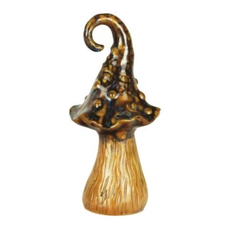 Pilz mit brauner Kappe Keramik 11 x 10.5 x 20.5 cm Deko Figur Garten