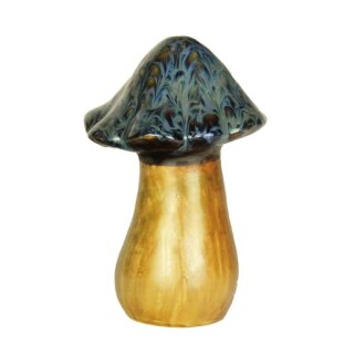 Pilz mit dunkelbrauner Kappe mittel Keramik 10.5 x 9.5 x 14 cm Deko Figur Garten