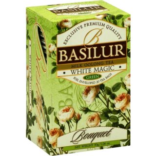 BASILUR Bouquet White Magic grüner Tee 25 Teebeutel in Deko - Box