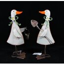 Deko Figur Ente mit Schaufel oder Eimer Teal creme Metall...