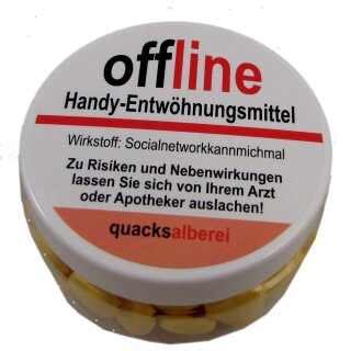 quacksalberei - lustige Pille "Offline" 70g Candy Drops Quatschmanufaktur
