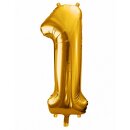 Folienballon XXL Zahl 1 gold - ungefüllt Partydeco