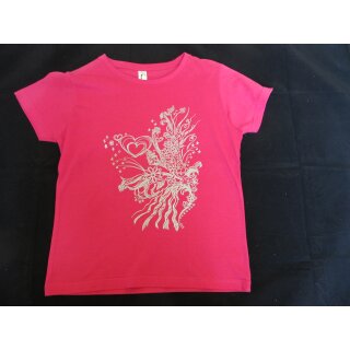 T-Shirt pink Silberherz 10-12J. 142-152cm Girlyshirt