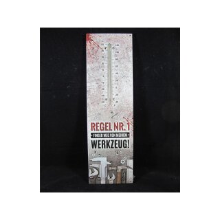 Kult Thermometer mit Schlüsselhalter Metall "Hände weg von meinem Werkzeug" 40 x 12 cm