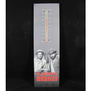 Kult Thermometer mit Schlüsselhalter Metall "Old School Heroes" 40 x 12 cm Bud Spencer & Terence Hill