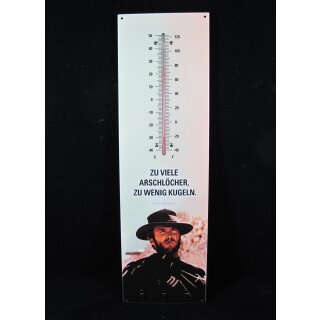 Kult Thermometer mit Schlüsselhalter Metall "Zu viele Arschlöscher" 40 x 12 cm