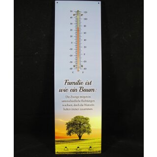 Kult Thermometer mit Schlüsselhalter Metall "Familie ist wie ein Baum" 40 x 12 cm