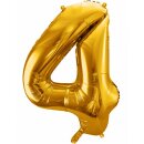 Folienballon XXL Zahl 4 gold - ungefüllt Partydeco