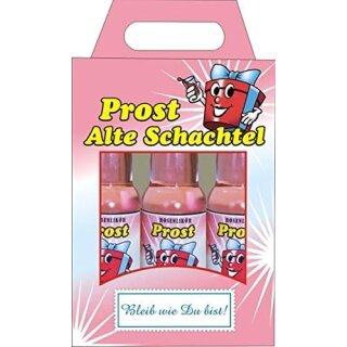 Likörbox "Prost Alte Schachtel" 3x20ml Geburtstag