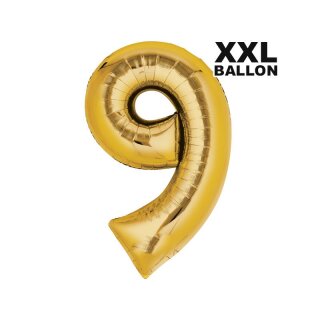 Folienballon XXL Zahl 9 gold -  ungefüllt Anagram