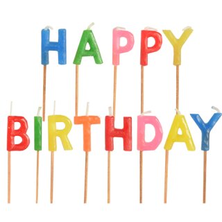 13 Buchstaben Kerzen &quot;HAPPY BIRTHDAY&quot; Geburtstag, &Uuml;berraschung, Kuchenkerze