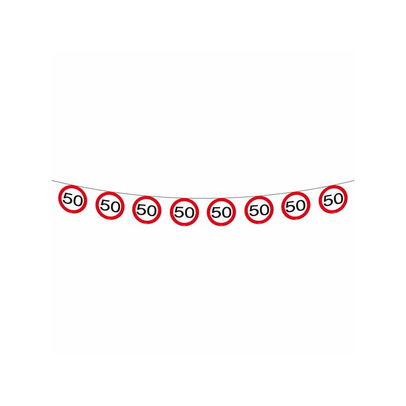 60. Geburtstag 6 m Wimpelkette: Kette mit 15 Verkehrsschildern 