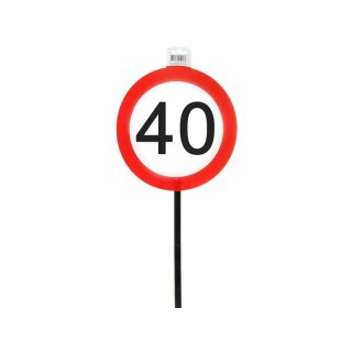 großes Verkehrsschild "40" mit Stab Geburtstag Party Deko Gag