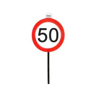 großes Verkehrsschild "50" mit Stab Geburtstag Party Deko Gag
