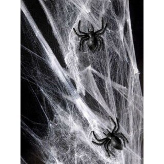 Spinnweben "Weiß" - mit 2 Spinnen - 60g Halloween Deko Gruselparty Mottoparty