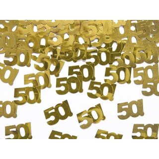 Tischkonfetti "50" gold metallic 15g Streudeko Tischdeko Feiern Geburtstag Goldene Hochzeit