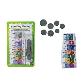 Euro-Spielgeld 30 Teile Kunststoff-Münzen & Papier-Scheine